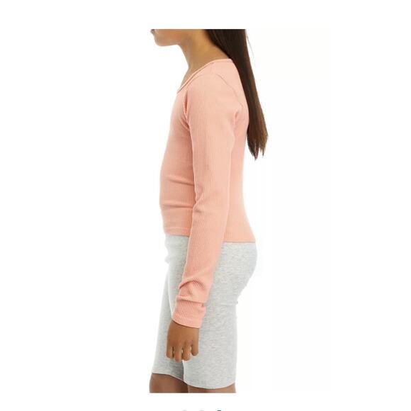 Pink Republic Peach Scoop Neck Seamless Girls Long Sleeve Tee Top Size L 14 - Picture 3 of 5